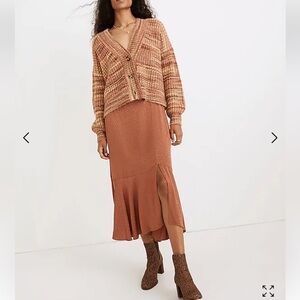 Flounce-Hem Midi Skirt in Cheetah Jacquard